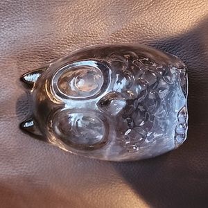 Vintage Imperial Clear Glass Owl Paperweight, Figurine, Bookend